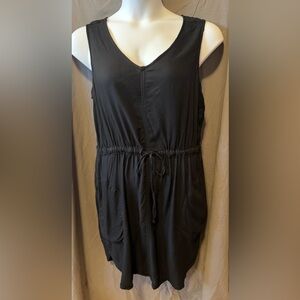 Black Sleeveless Drawstring Dress